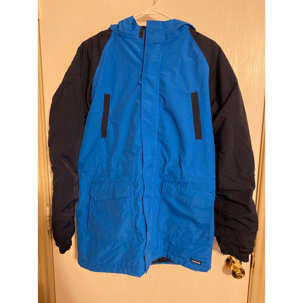 Lands End Squall Parka Kids XL18-20 Blue Navy Waterproof Insulated Winter Jacket